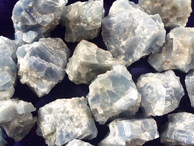 Calcite Blue Chunks Rough Stone per kilo by GEMWORLD online store